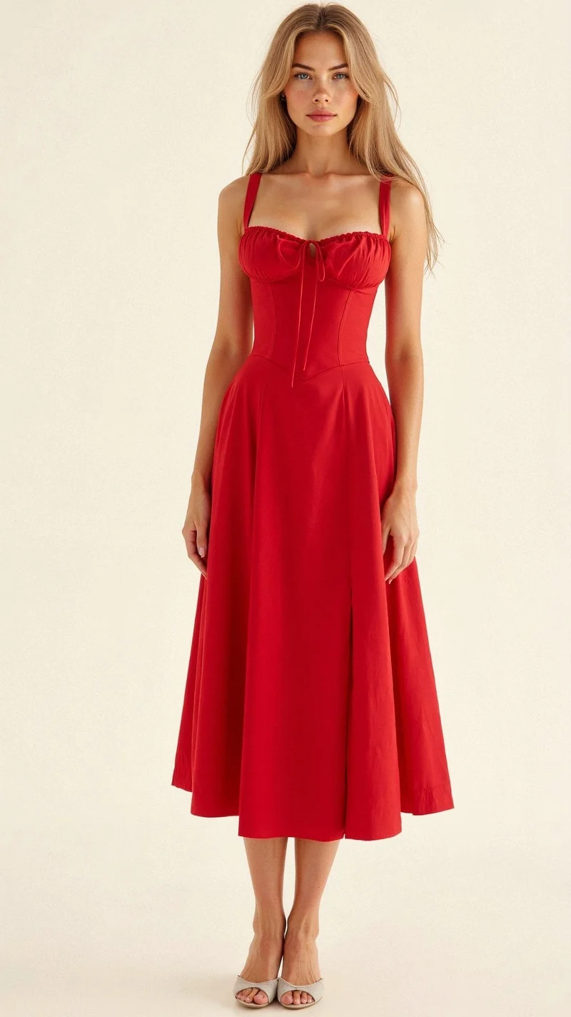 Elfriede | Bustier Midi Kleid Blumenmuster Korsett