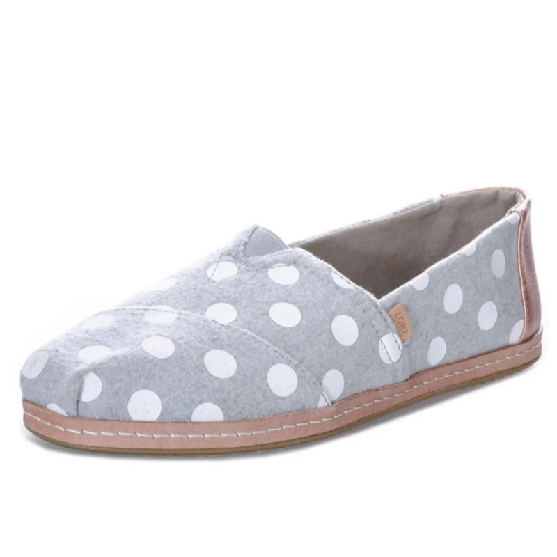TomsDamen- Klassisch- Gepunktete Filz-Espadrille-Pumps- Grau-Weiß