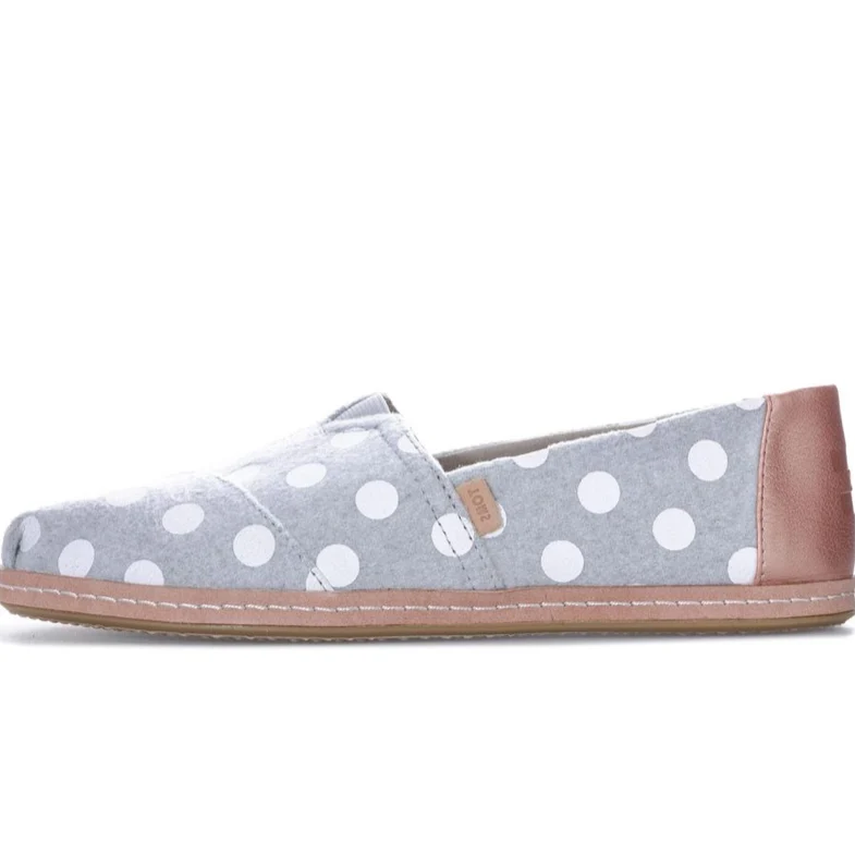 TomsDamen- Klassisch- Gepunktete Filz-Espadrille-Pumps- Grau-Weiß