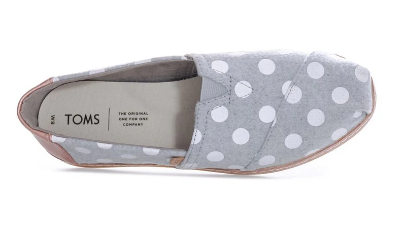 TomsDamen- Klassisch- Gepunktete Filz-Espadrille-Pumps- Grau-Weiß