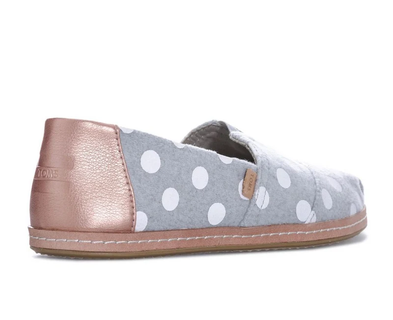 TomsDamen- Klassisch- Gepunktete Filz-Espadrille-Pumps- Grau-Weiß