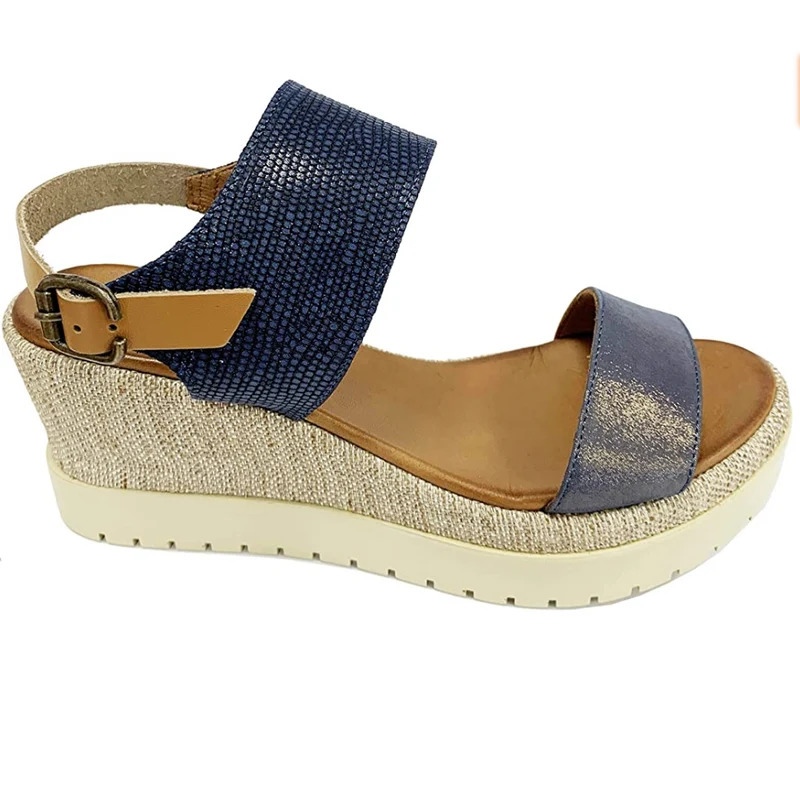 Bueno Damen Kylie Plateausandalen – Marineblau