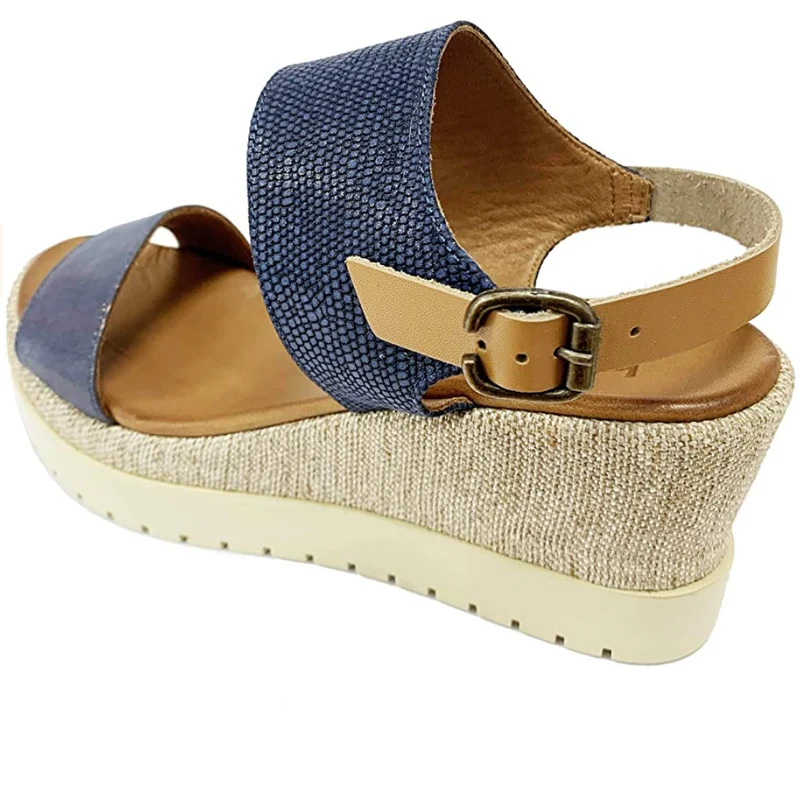Bueno Damen Kylie Plateausandalen – Marineblau