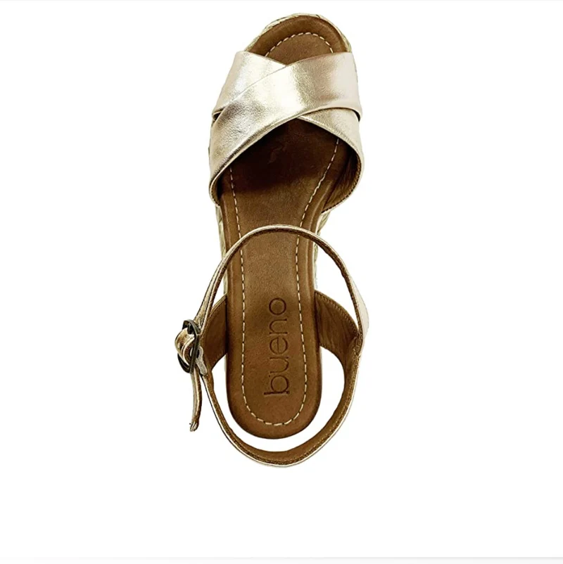 Bueno Damen Laura Plateau-Keilsandale – Gold