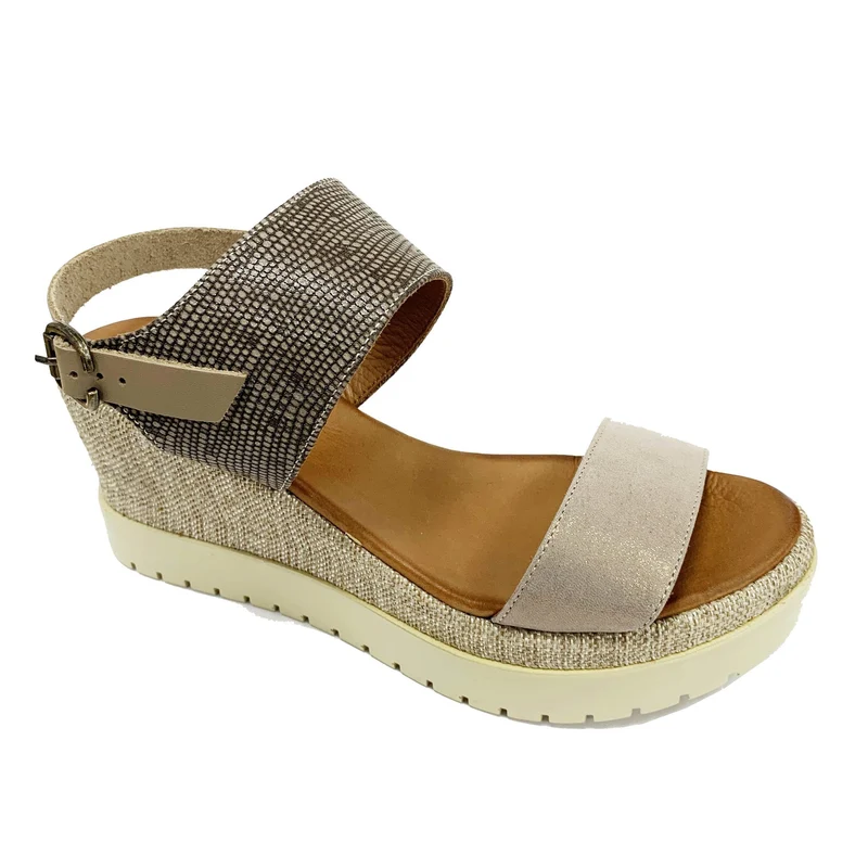 Bueno Damen Kylie Plateausandalen – Schlangenmuster