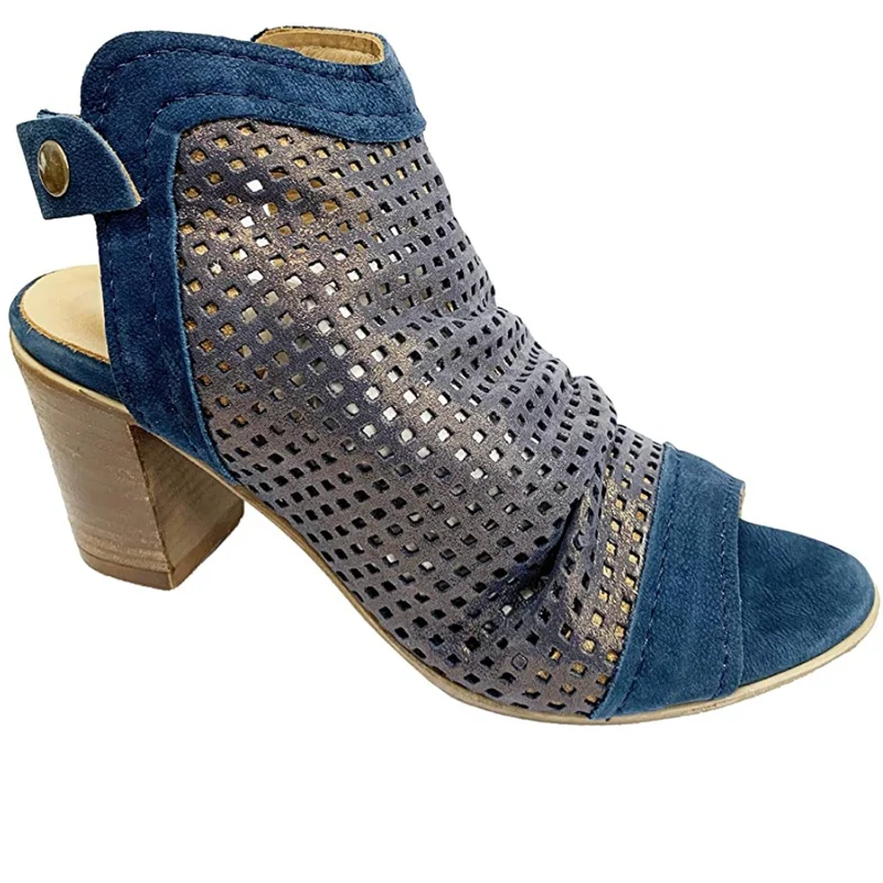 Bueno Damen Udo Leder-High-Heel-Sandale – Marineblau