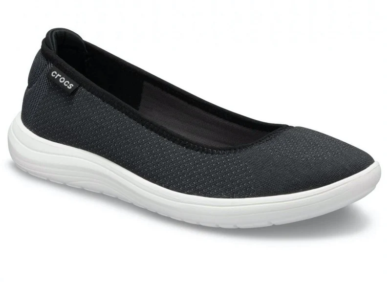 Crocs Damen Reviva Flache Sandalen - Schwarz / Weiß