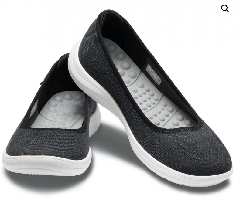 Crocs Damen Reviva Flache Sandalen - Schwarz / Weiß