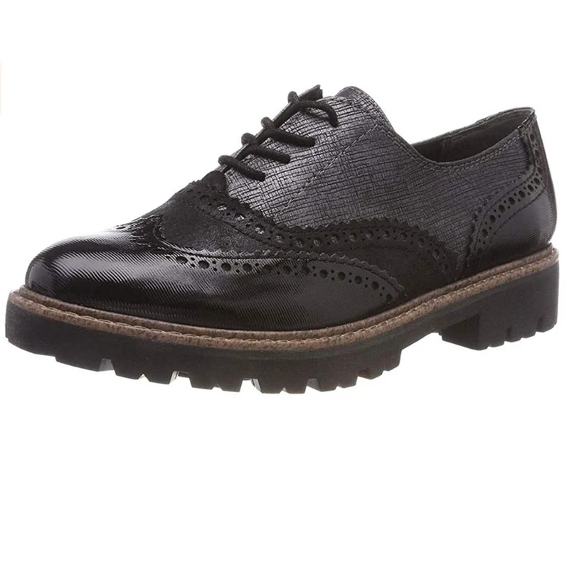 Marco Tozzi Damen Oxford Brogue Schuh - Schwarz