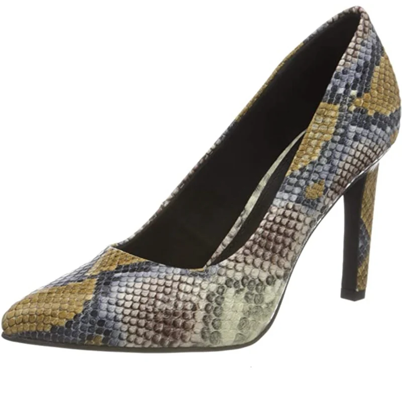 Marco Tozzi Damen High Heel mit Schlangenmuster - Safran