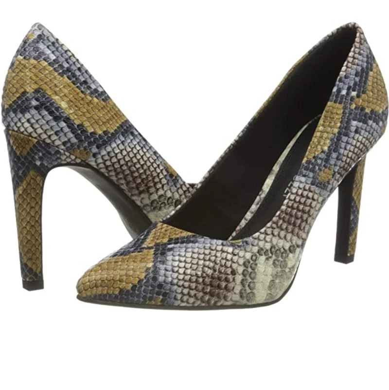Marco Tozzi Damen High Heel mit Schlangenmuster - Safran