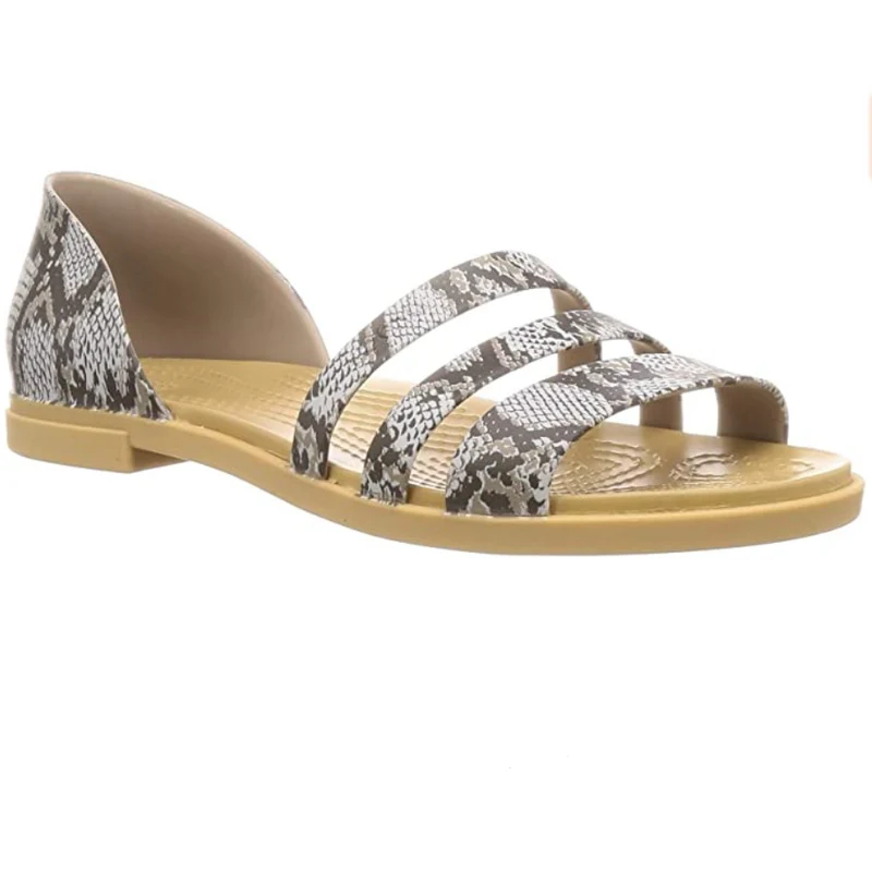 Crocs Flache Tulum-Sandale für Damen – Pilz / Stuck