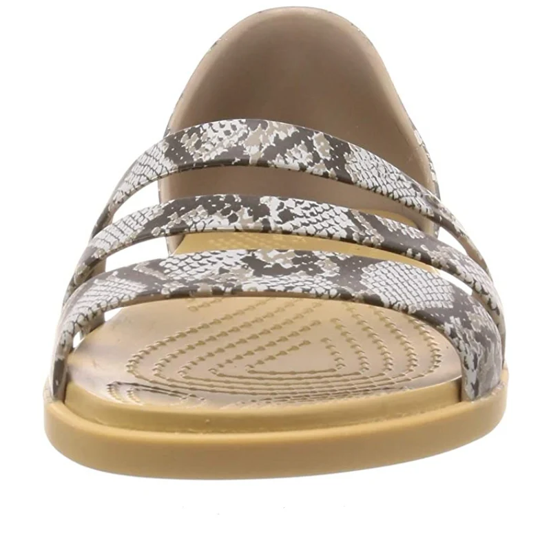 Crocs Flache Tulum-Sandale für Damen – Pilz / Stuck