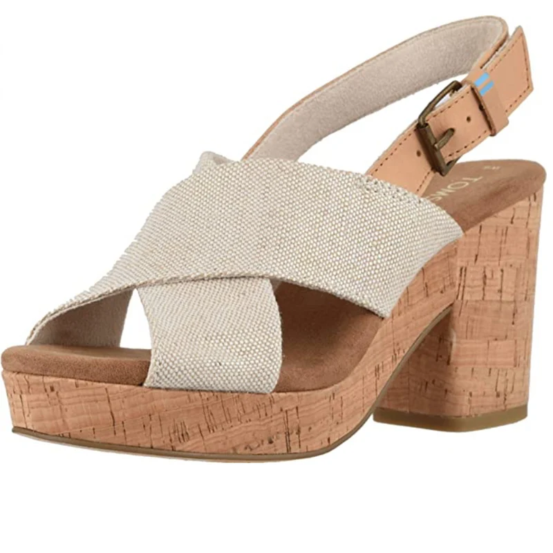 TOMS - Ibiza - Multi-perlmuttfarbenes Metallic-Gewebe/Honigfarbenes Leder