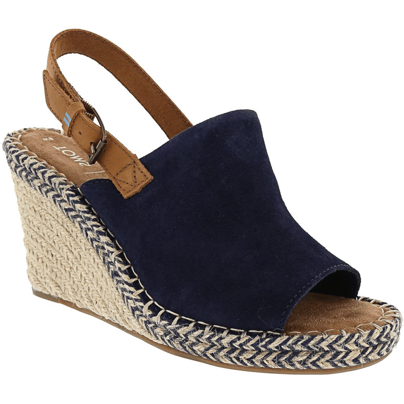 TOMS Damen-Sandale „Monica“ aus Leder und Wildleder – Marineblau