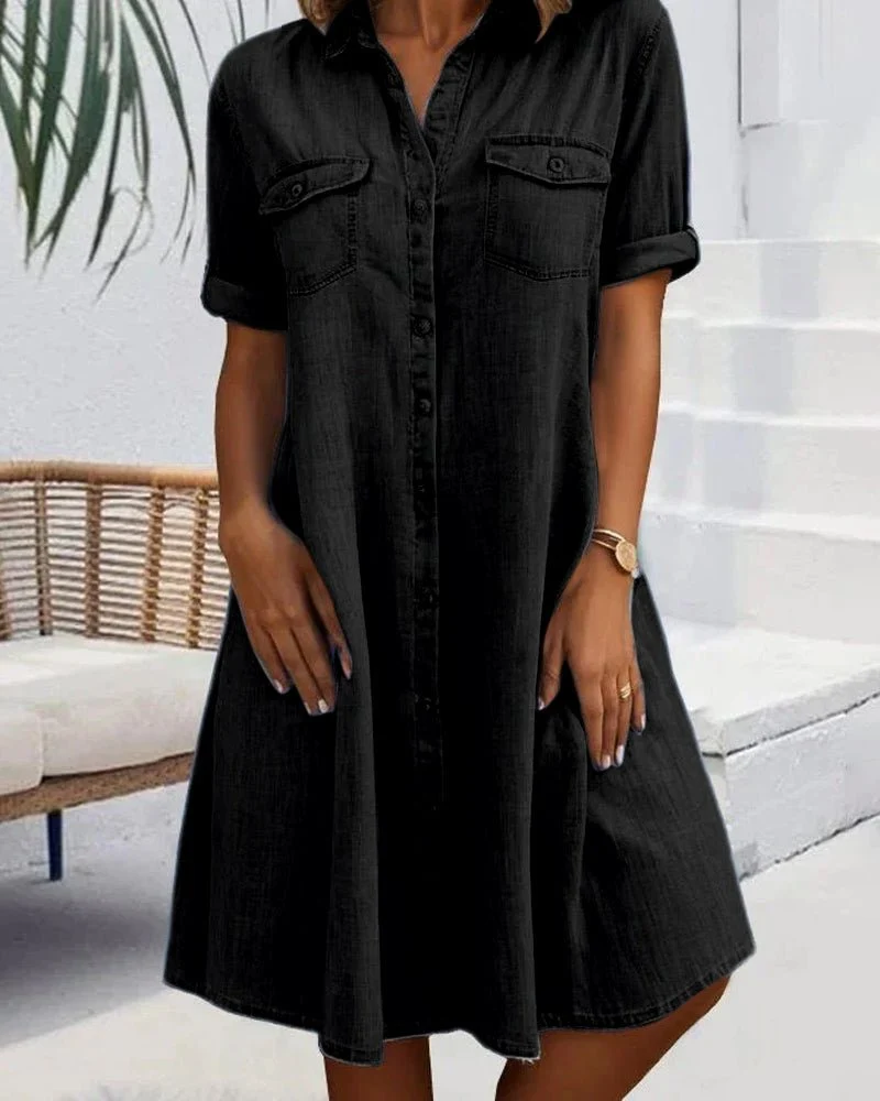 Katharina | Plus Size Jeanskleid Hemdkleid Knöpfen Leicht Casual