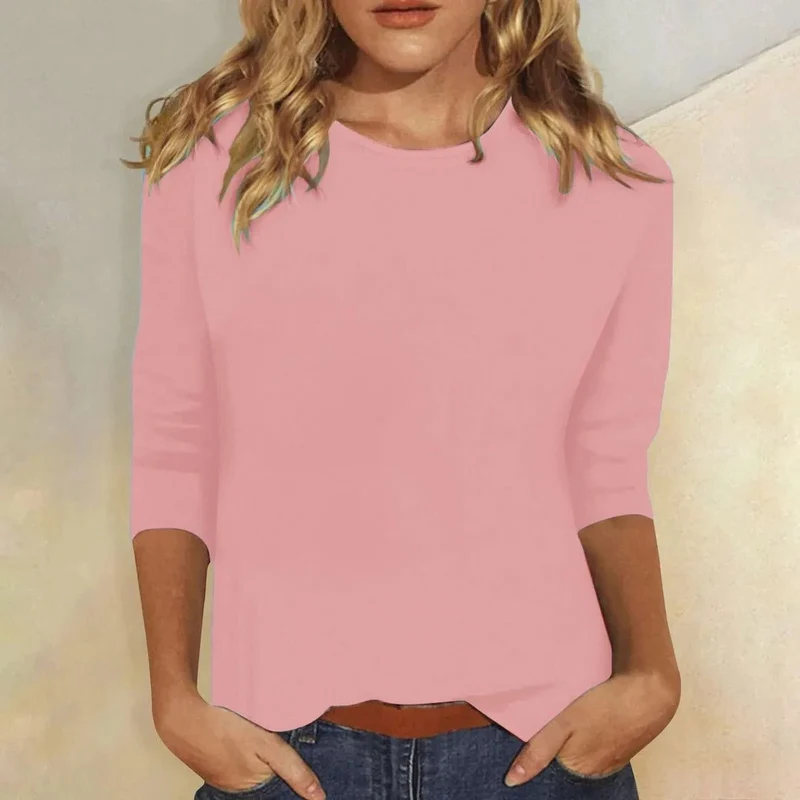 Luisa | Damen Shirt 3/4 Arm Rundhals Lässiges Basic Top