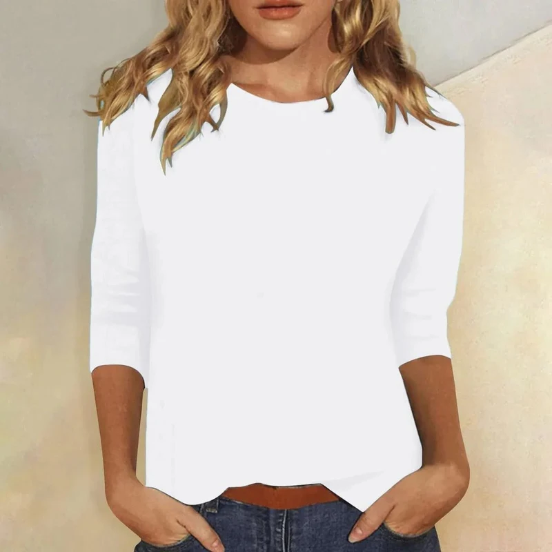 Luisa | Damen Shirt 3/4 Arm Rundhals Lässiges Basic Top