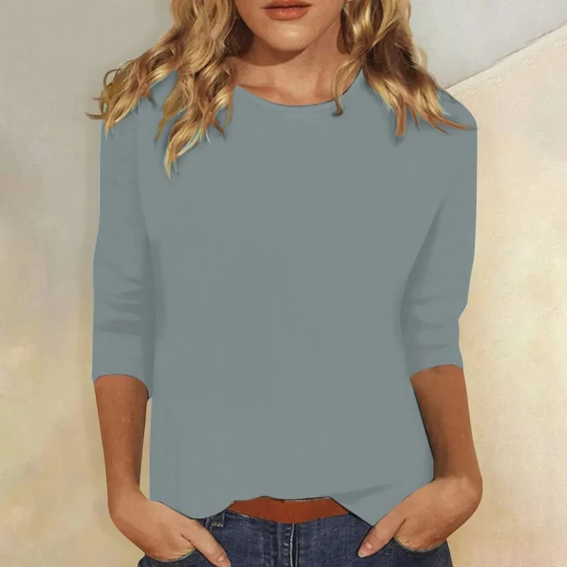 Luisa | Damen Shirt 3/4 Arm Rundhals Lässiges Basic Top