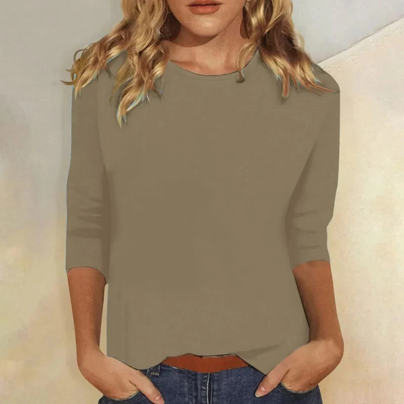 Luisa | Damen Shirt 3/4 Arm Rundhals Lässiges Basic Top