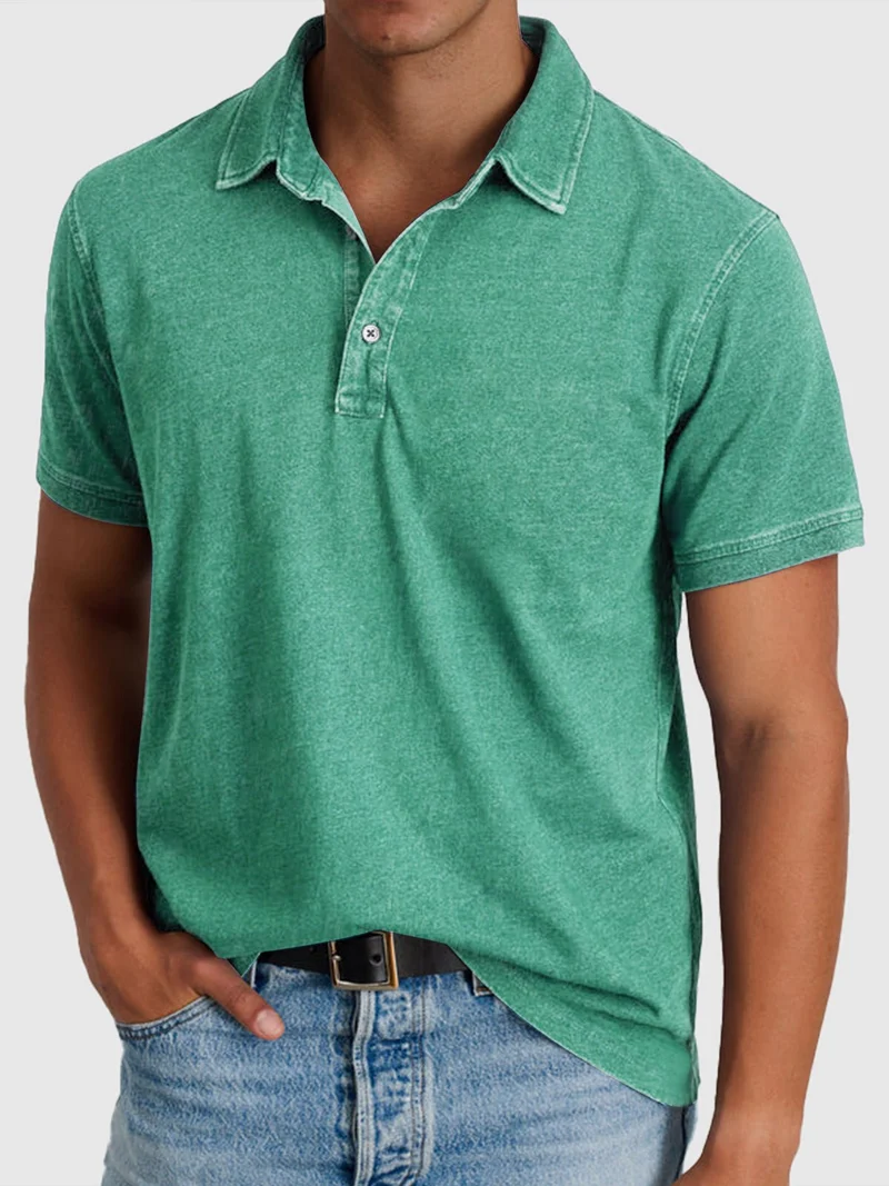 Elias | Herren Baumwoll-Denim Kurzarm Poloshirt