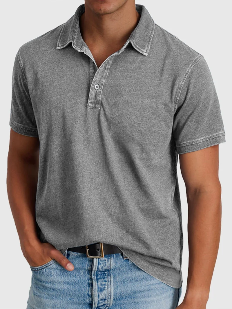 Elias | Herren Baumwoll-Denim Kurzarm Poloshirt