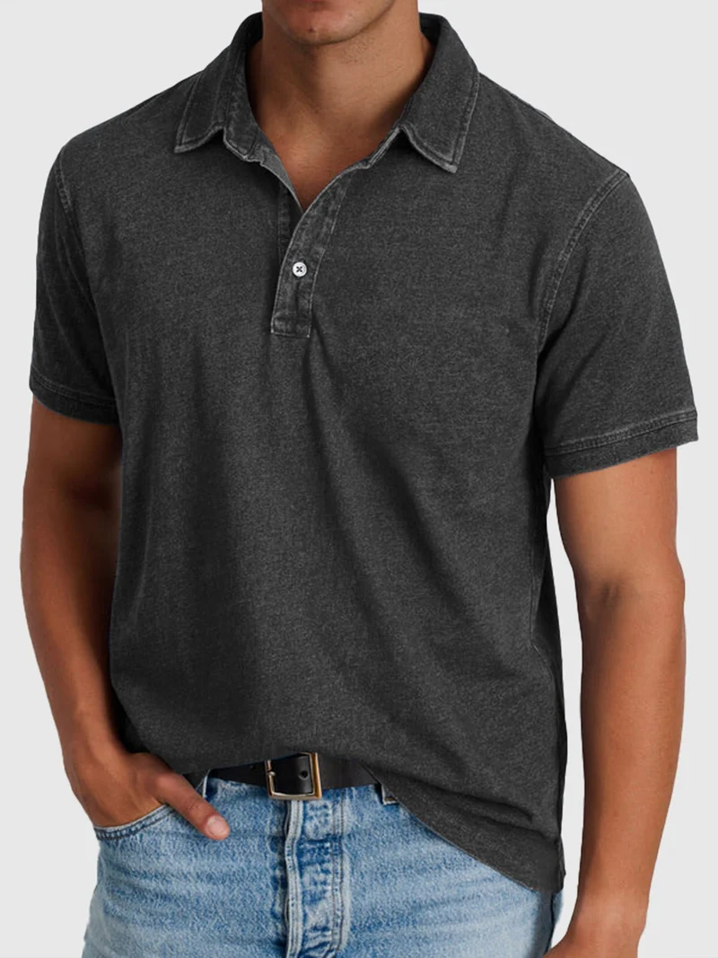 Elias | Herren Baumwoll-Denim Kurzarm Poloshirt