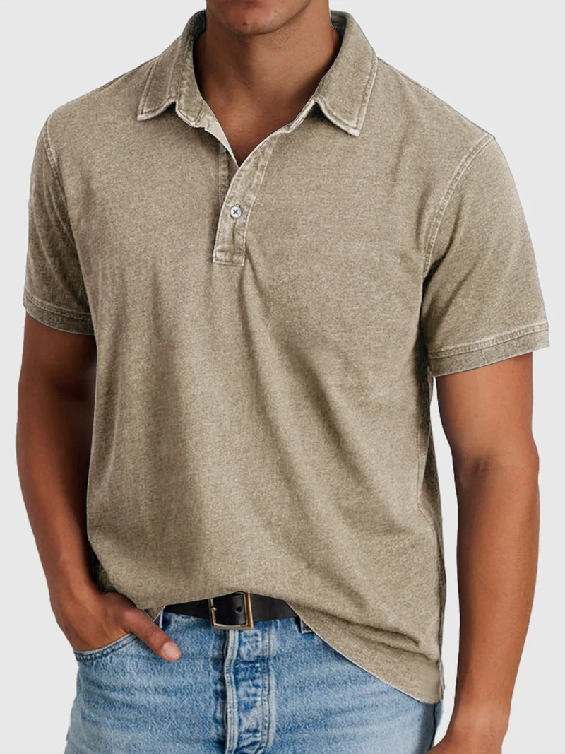 Elias | Herren Baumwoll-Denim Kurzarm Poloshirt