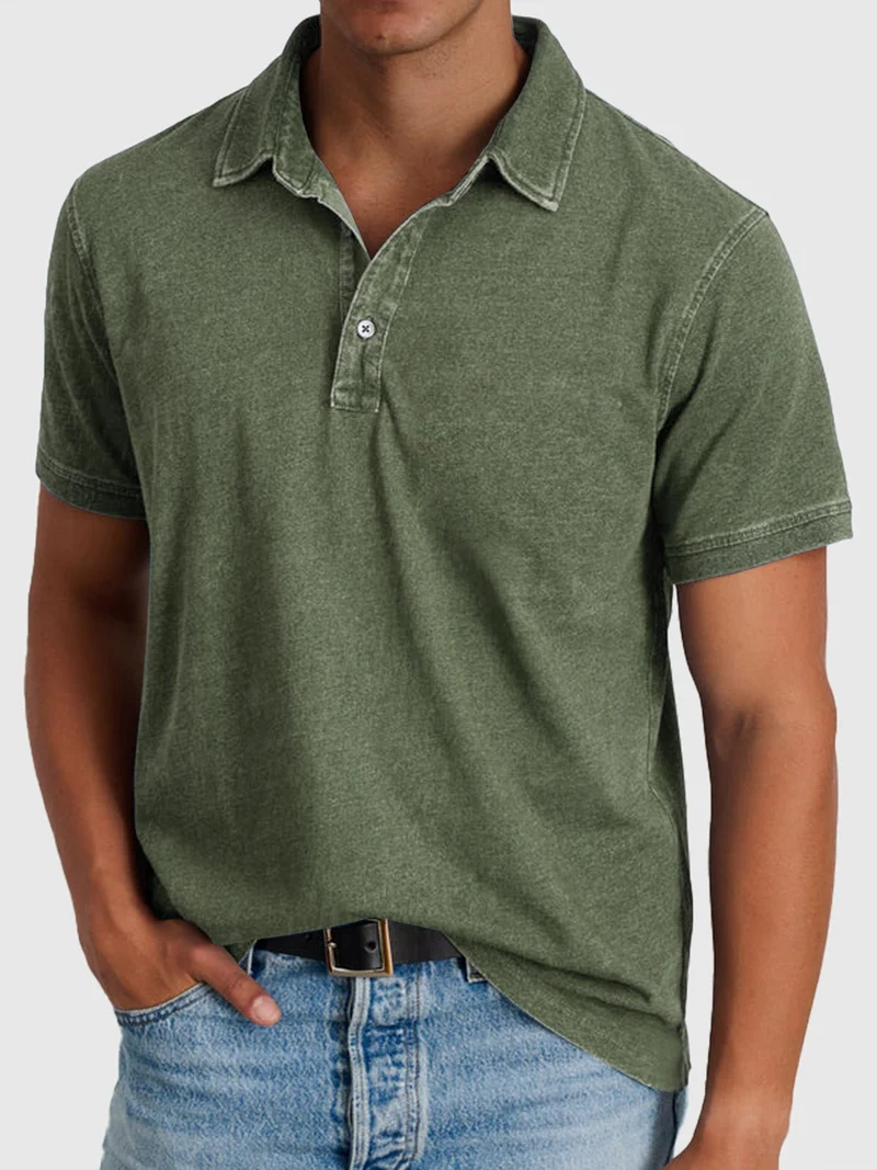 Elias | Herren Baumwoll-Denim Kurzarm Poloshirt
