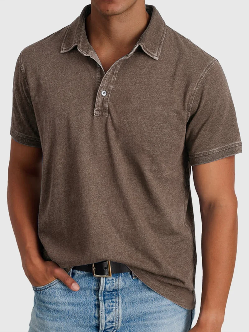 Elias | Herren Baumwoll-Denim Kurzarm Poloshirt