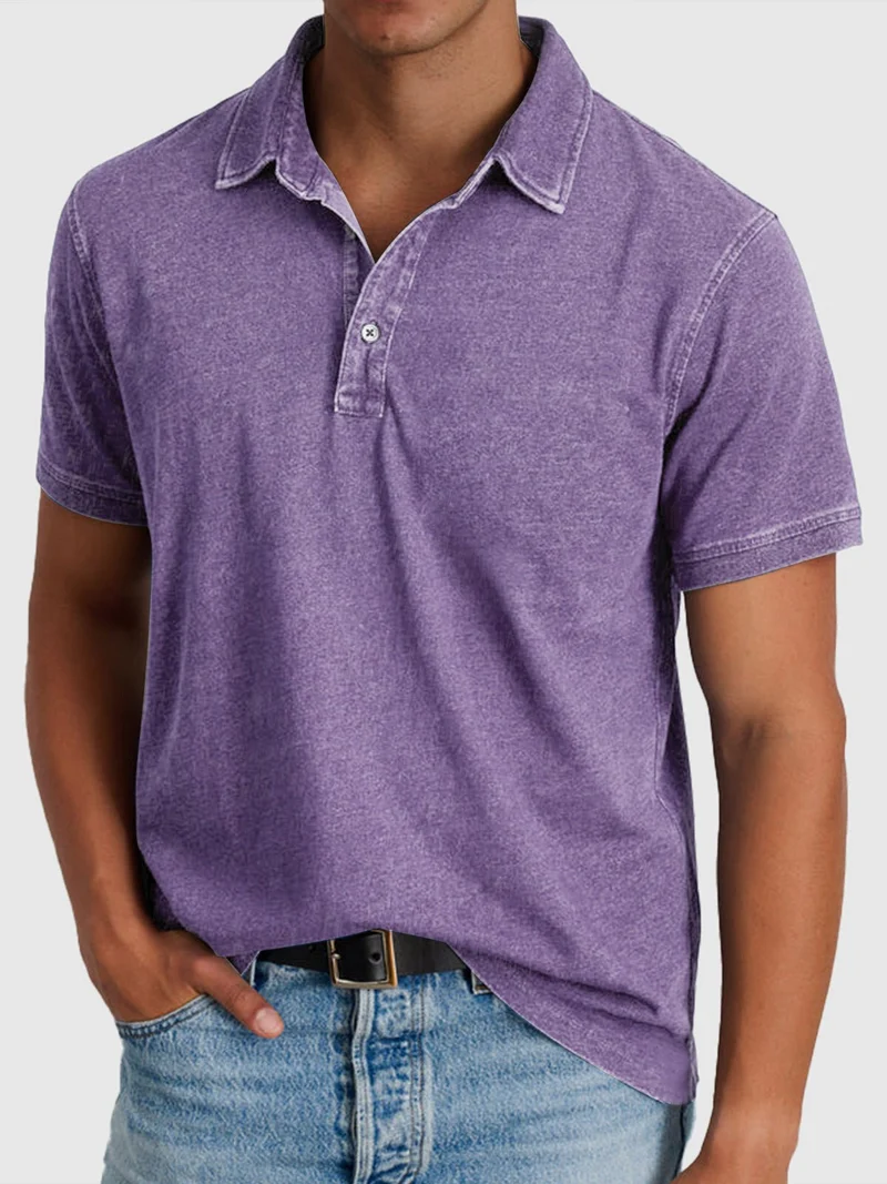 Elias | Herren Baumwoll-Denim Kurzarm Poloshirt