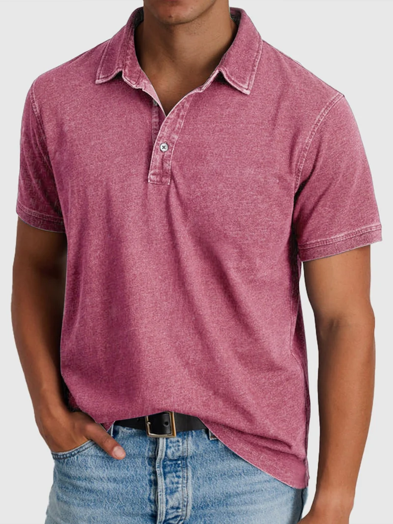 Elias | Herren Baumwoll-Denim Kurzarm Poloshirt