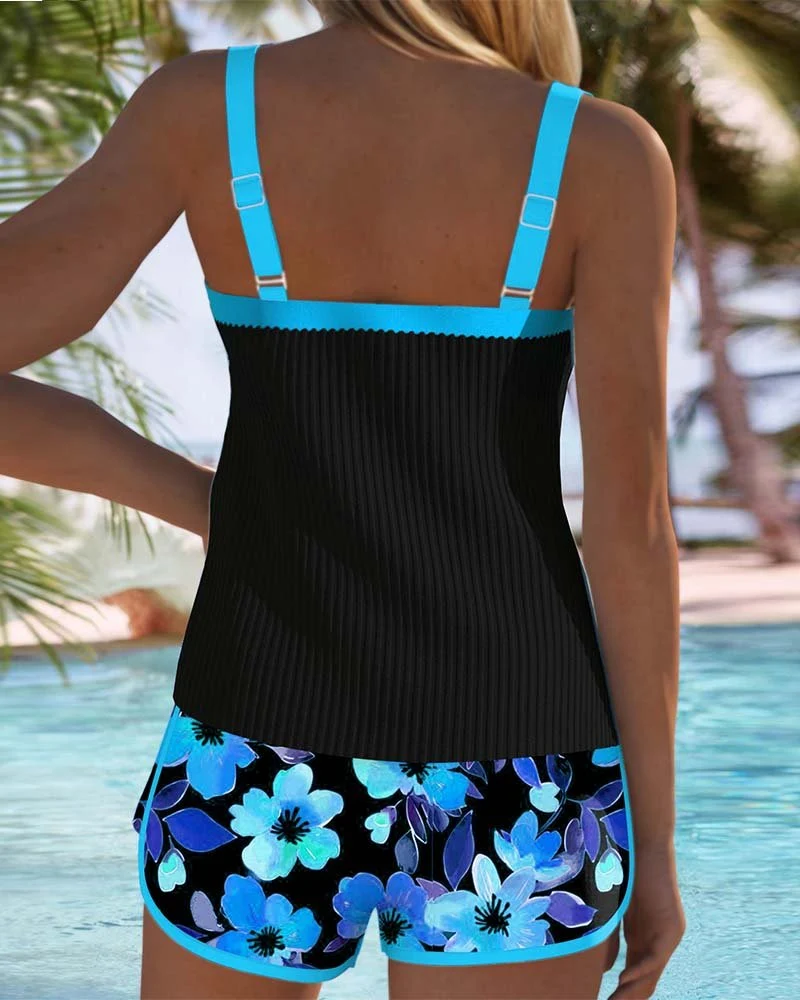 Clara | Damen Bauchkontrolle Gerippt Tankini-Set
