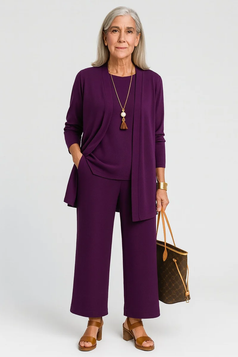 Charlotte | Damen Dreiteiliges Cardigan Tank Top Weite Hosen Set