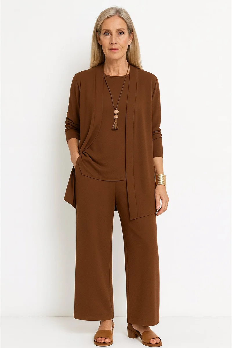 Charlotte | Damen Dreiteiliges Cardigan Tank Top Weite Hosen Set