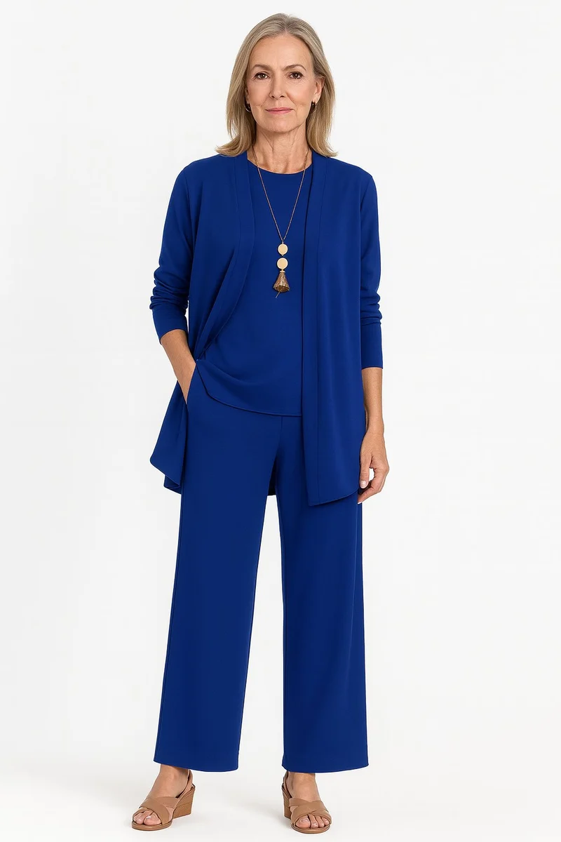 Charlotte | Damen Dreiteiliges Cardigan Tank Top Weite Hosen Set