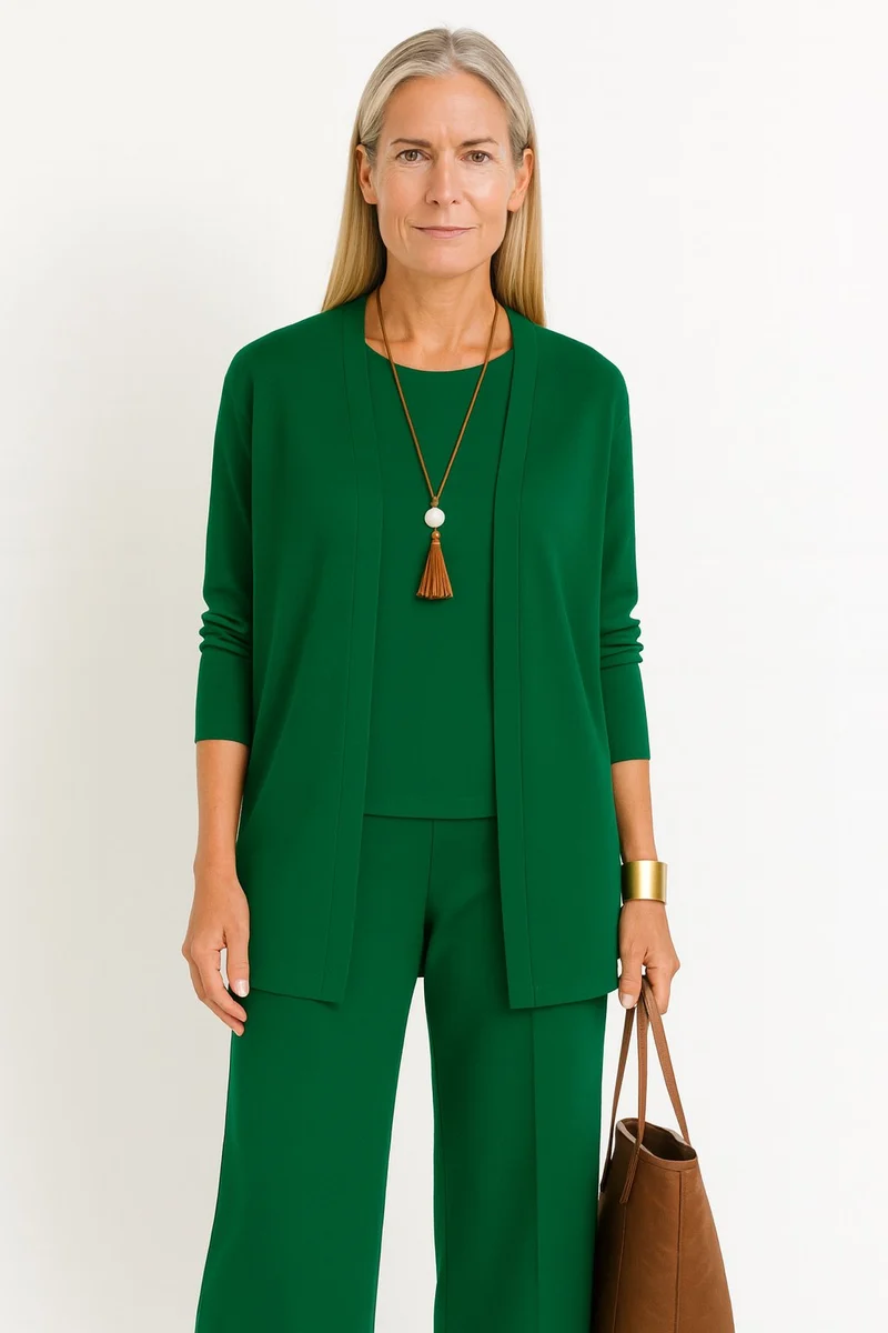 Charlotte | Damen Dreiteiliges Cardigan Tank Top Weite Hosen Set
