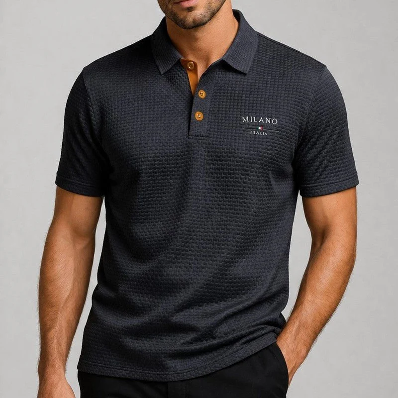 Julian | Herren Texturiertes Poloshirt Milano Knopfleiste