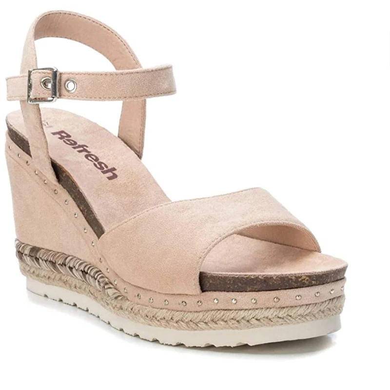Refresh Plateau-Sandale mit Keilabsatz für Damen – Beige