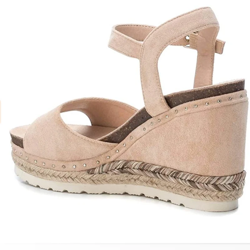 Refresh Plateau-Sandale mit Keilabsatz für Damen – Beige