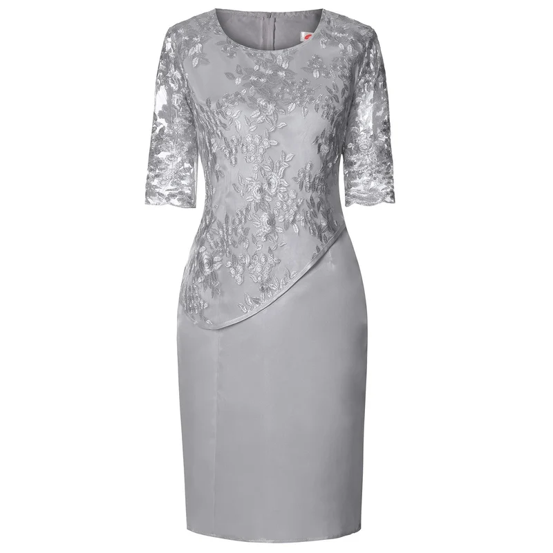 Amelie | Plus Size Midi Kleid Spitze Blumen Elegant Festlich