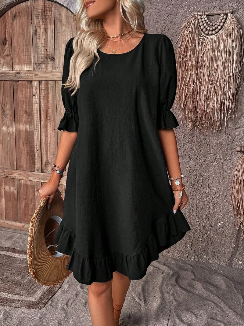 Marie | Plus Size Sommerkleid Rüschen Bauchkaschierend Freizeitkleid