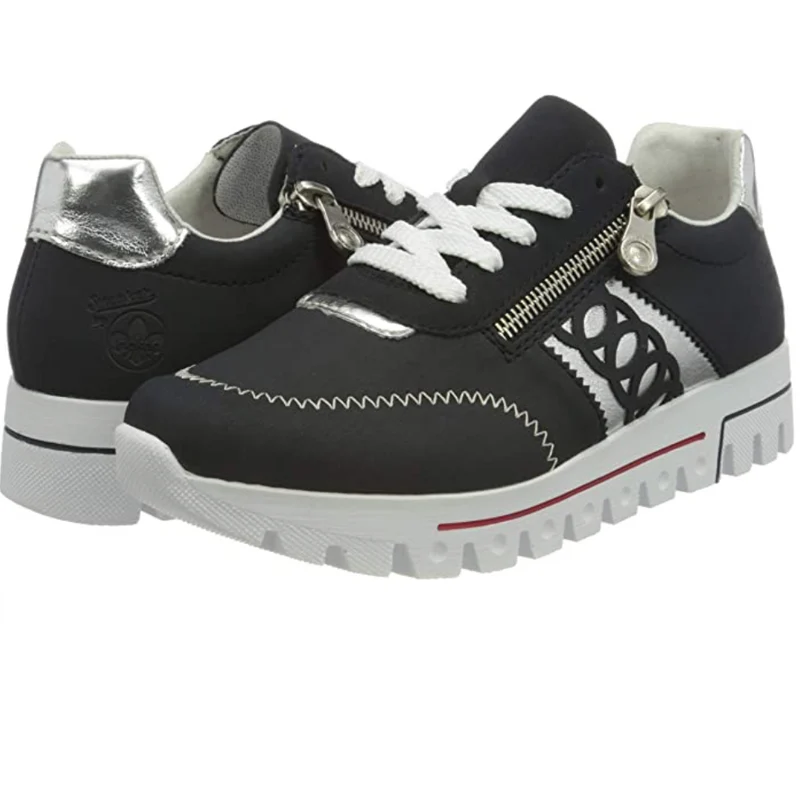 Rieker Modische Damen-Sneaker – Dunkelblau-Kombination