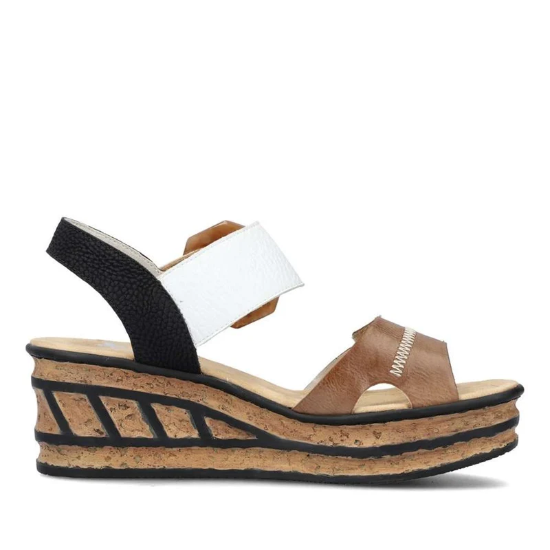 Rieker Damenmode-Sandale mit Keilabsatz – Beige