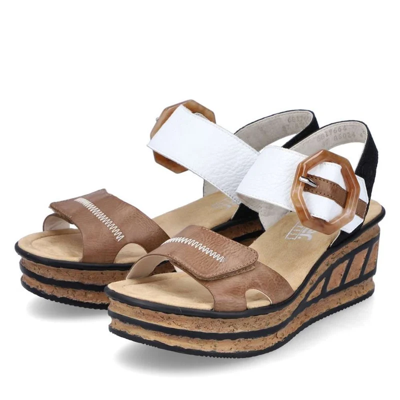 Rieker Damenmode-Sandale mit Keilabsatz – Beige