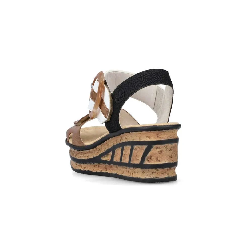 Rieker Damenmode-Sandale mit Keilabsatz – Beige