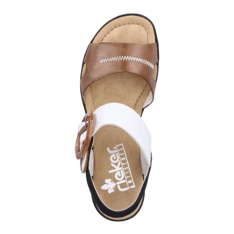 Rieker Damenmode-Sandale mit Keilabsatz – Beige