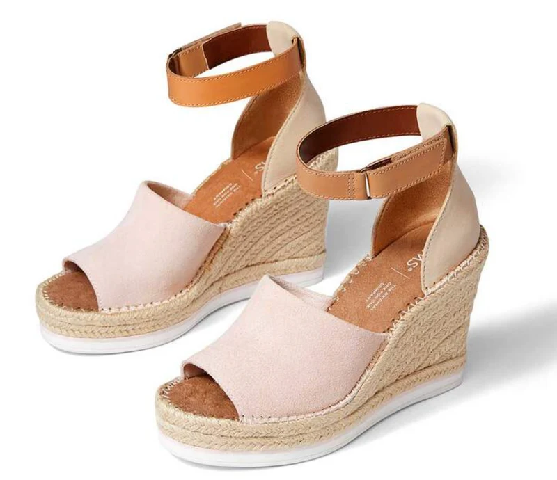 TOMS - Damen-Sandale Marisol mit Keilabsatz – Pfingstrosen-Wildleder