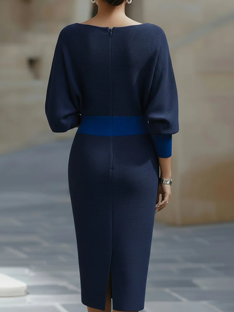 Marlene | Midi Kleid Satin Wasserfallausschnitt Fledermausärmel