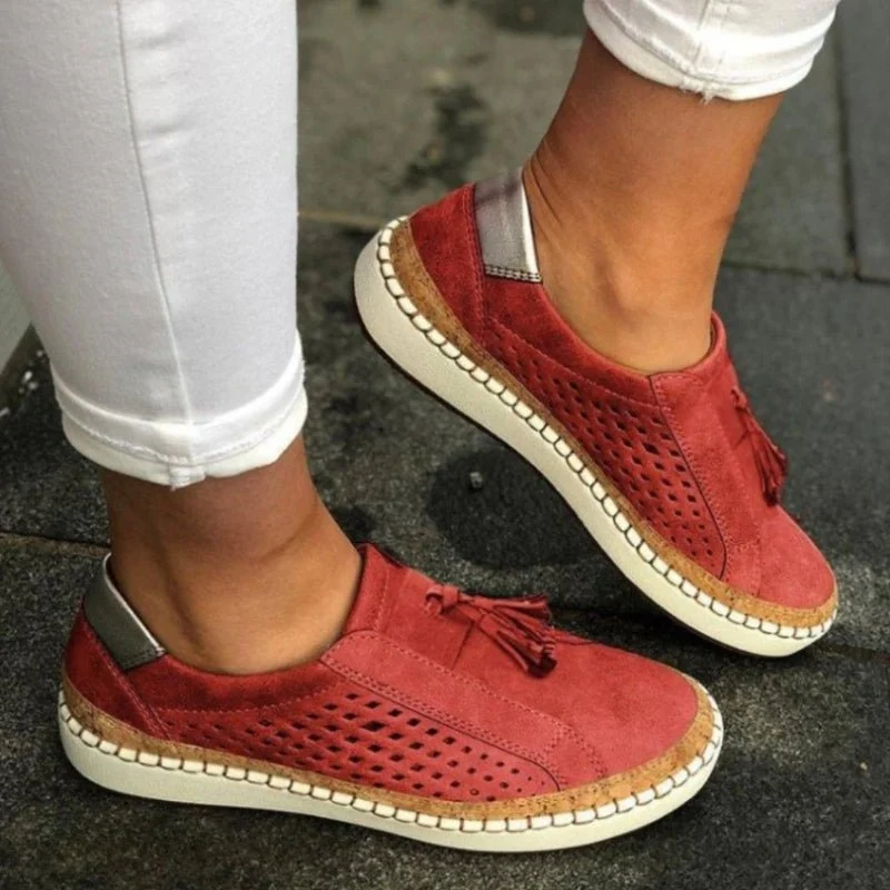 Emilia | Damen Slip-On Loafer Orthopädisch Atmungsaktiv Quasten